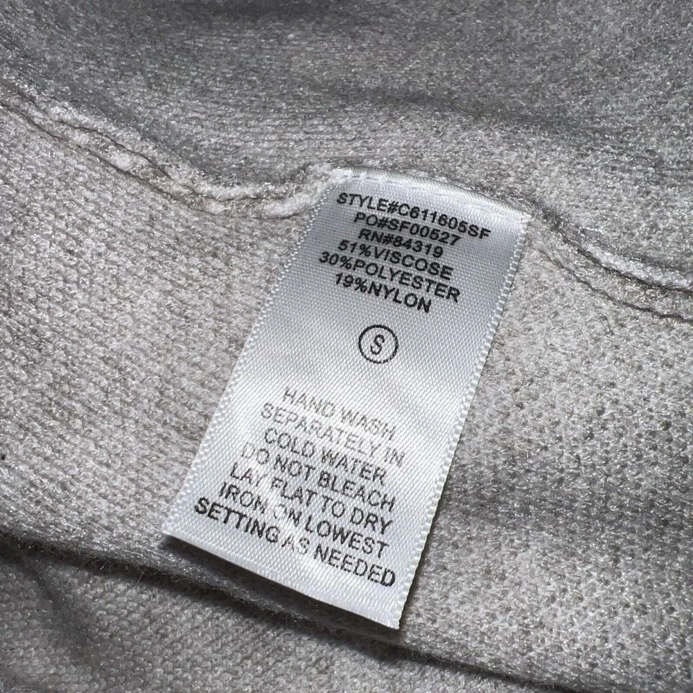 Evolution By Cyrus Chiana Graphic Drape Cardigan‎ Open Front Gray Ivory Small - Picture 7 of 9